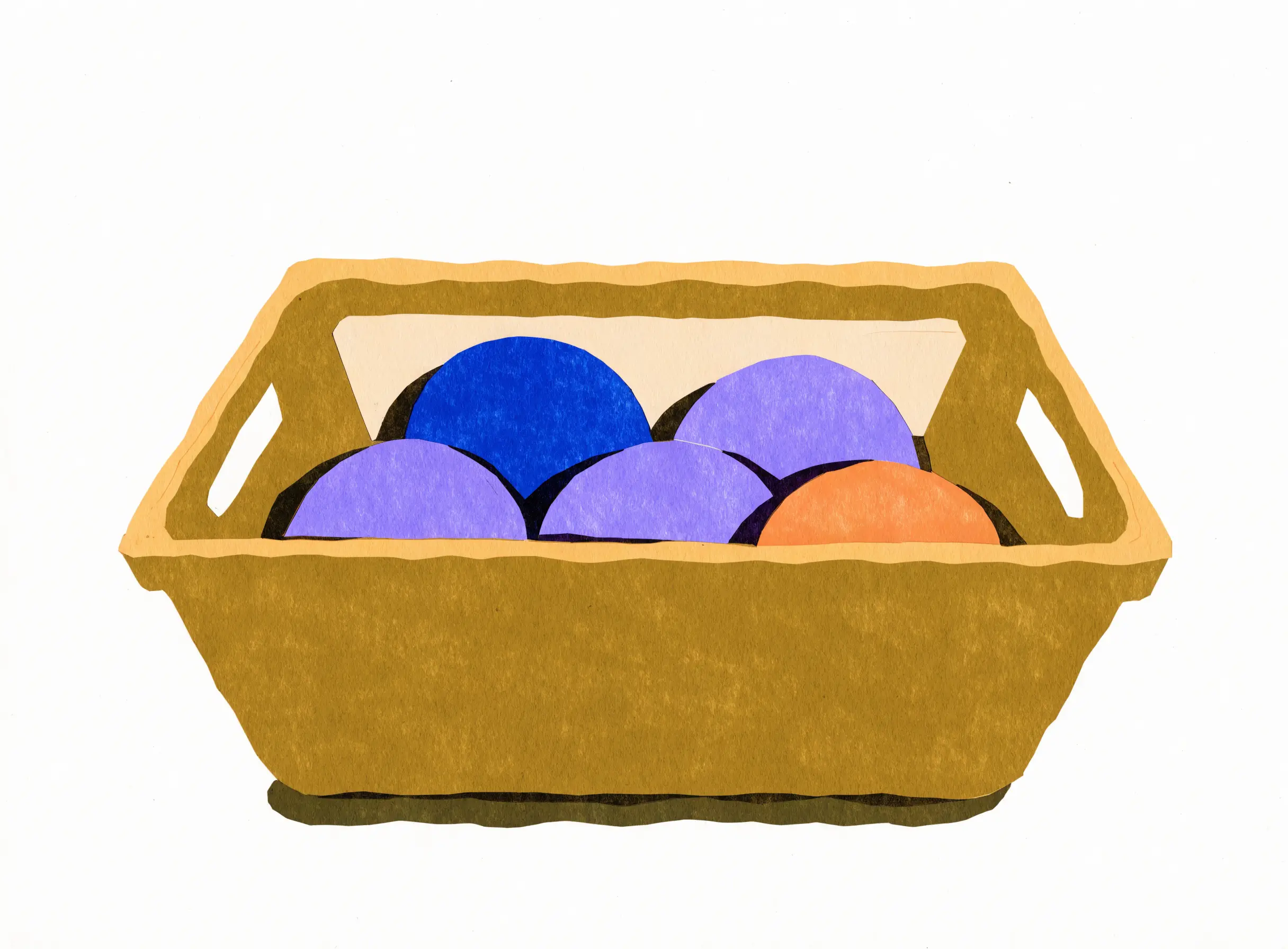 Yellow illustrated basket of colorful tokens